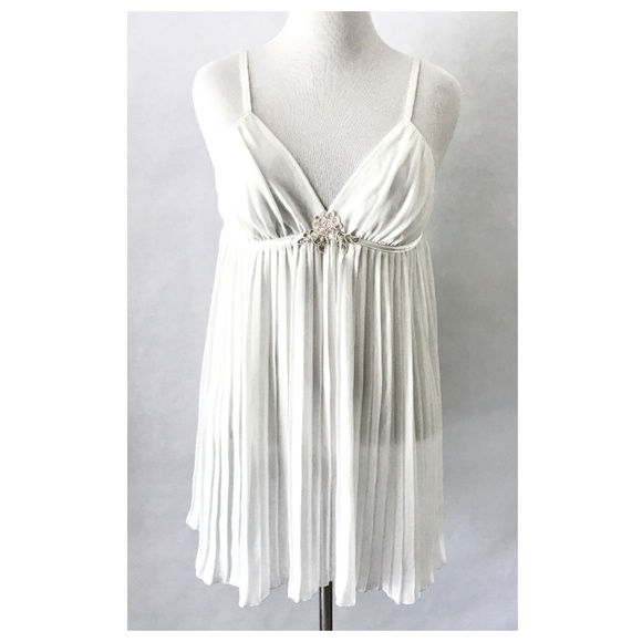 Chemise De Nuit Femme Gilligan & O'Malley – Ivoire, Taille S, Manches Courtes, Chiffon Léger (Neuf)